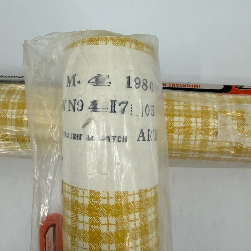 Thomas Strahan Vintage Wallpaper Vinyl Coated Yellow Checkered Plaid Two Rolls